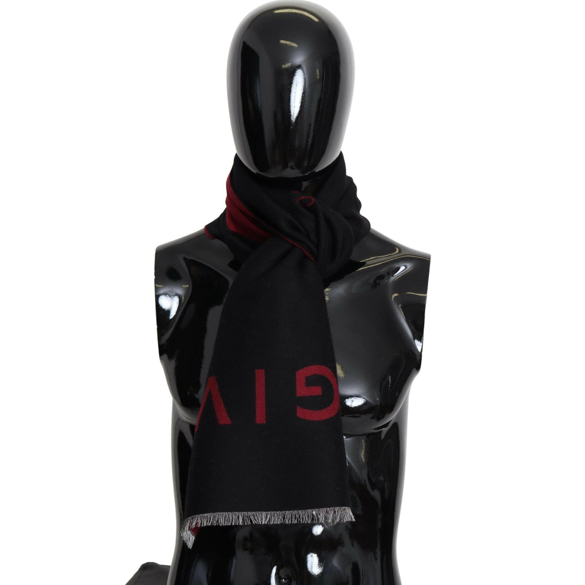 Givenchy Black Red Wool Unisex Winter Warm Wrap Scarf Shawl -   -  Givenchy.