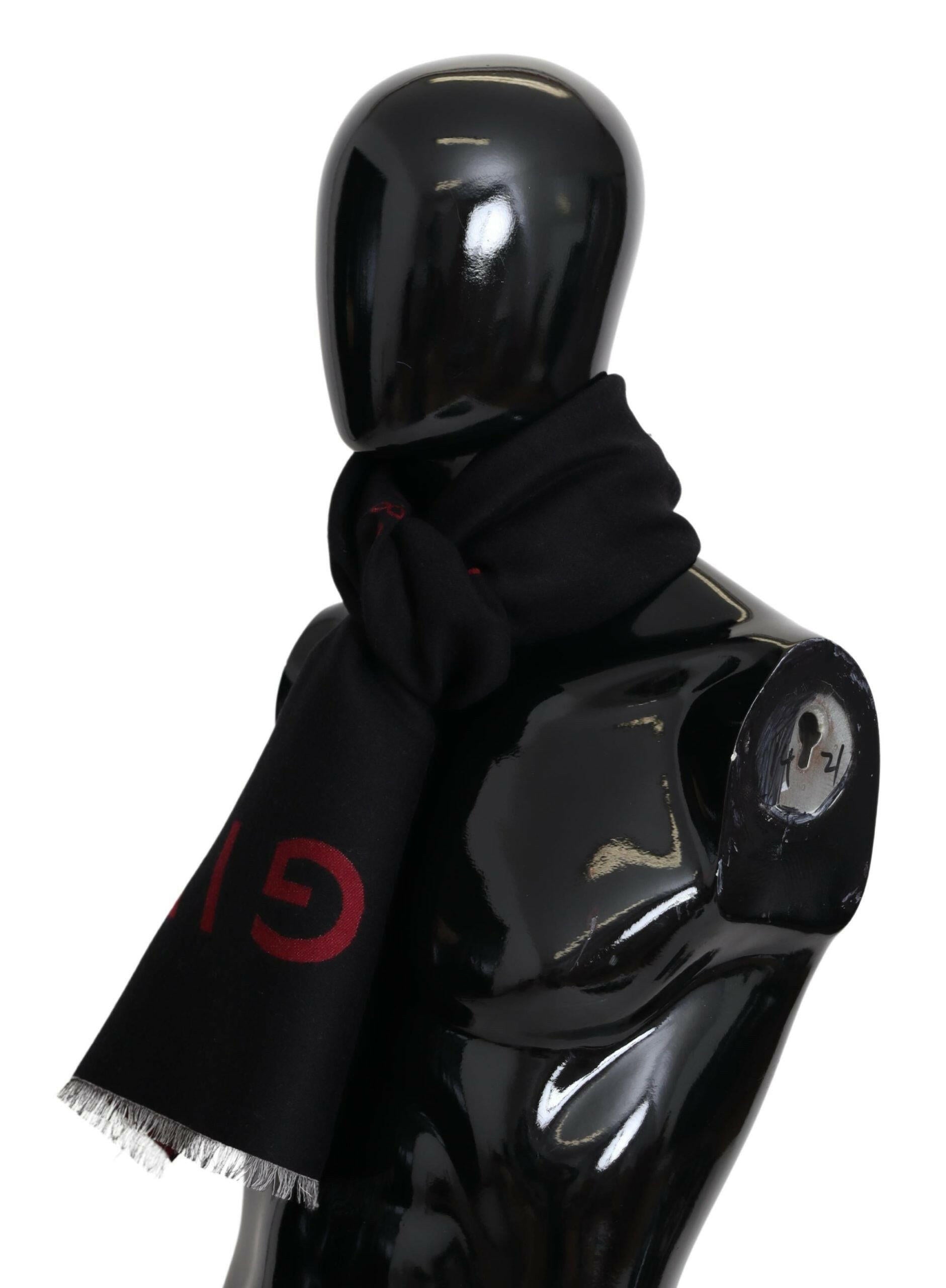 Givenchy Black Red Wool Unisex Winter Warm Wrap Scarf Shawl -   -  Givenchy.