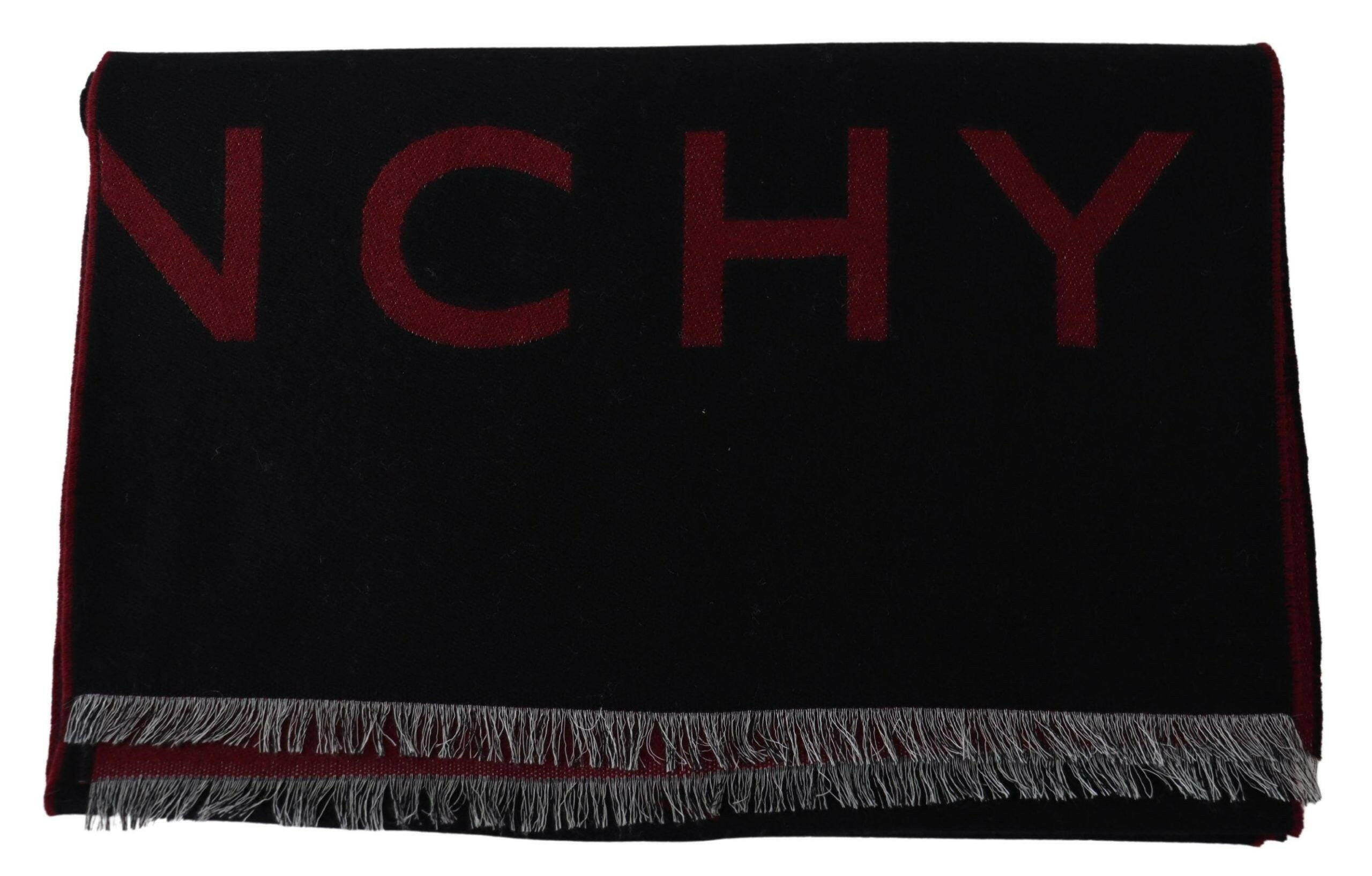 Givenchy Black Red Wool Unisex Winter Warm Wrap Scarf Shawl -   -  Givenchy.