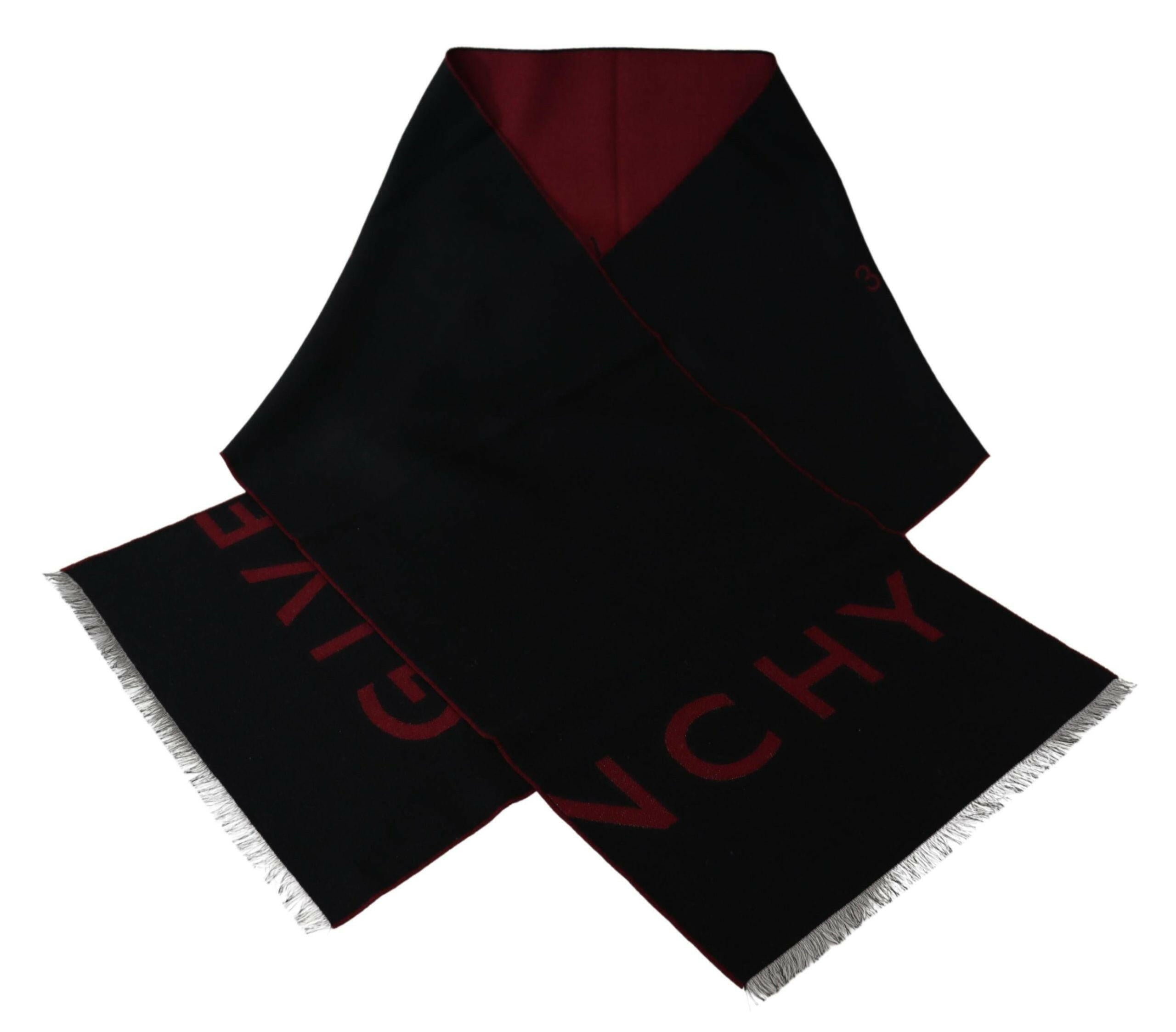 Givenchy Black Red Wool Unisex Winter Warm Wrap Scarf Shawl -   -  Givenchy.
