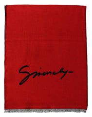 Givenchy Red Black Wool Unisex Winter Warm Scarf Wrap Shawl -   -  Givenchy.