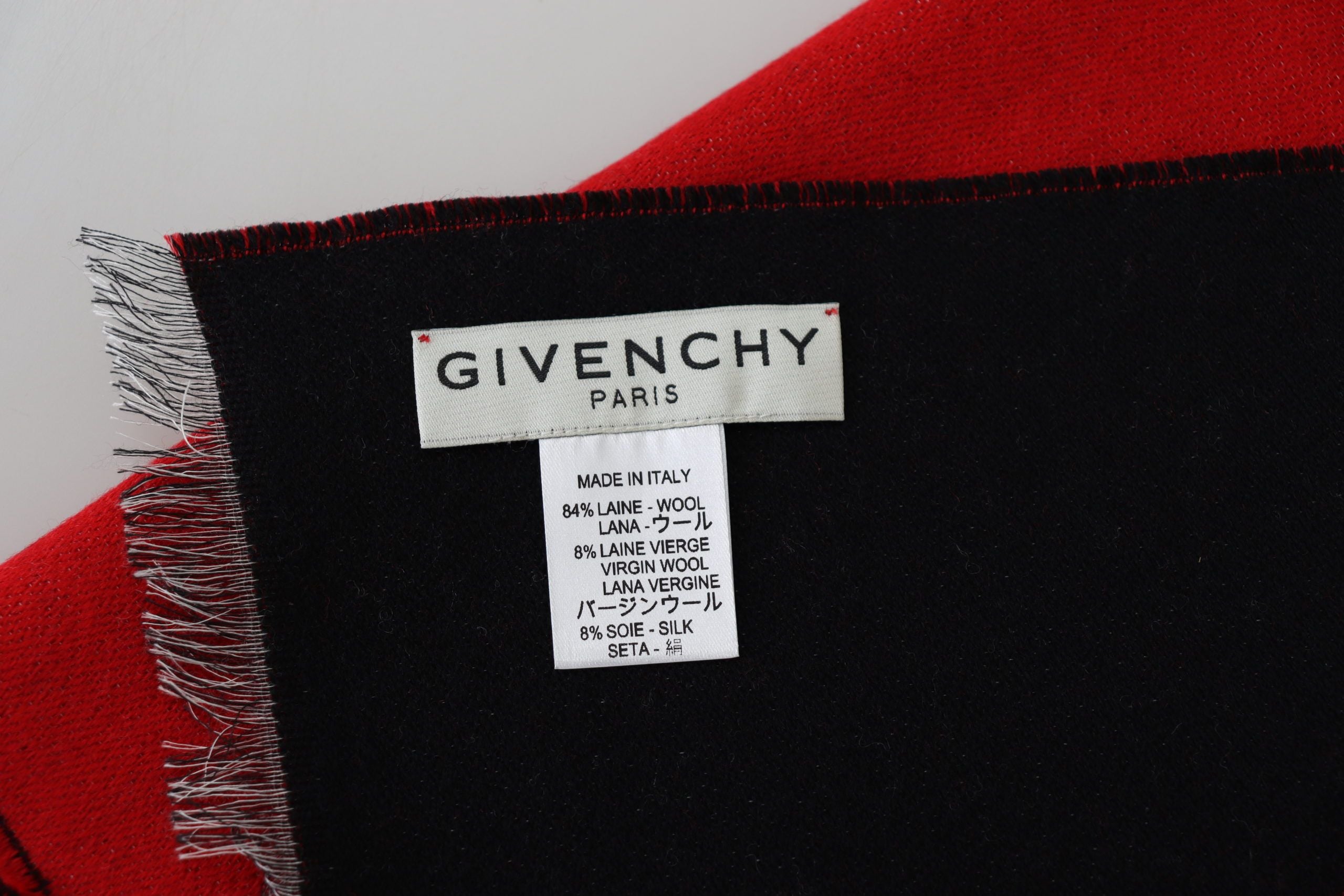 Givenchy Red Black Wool Unisex Winter Warm Scarf Wrap Shawl -   -  Givenchy.