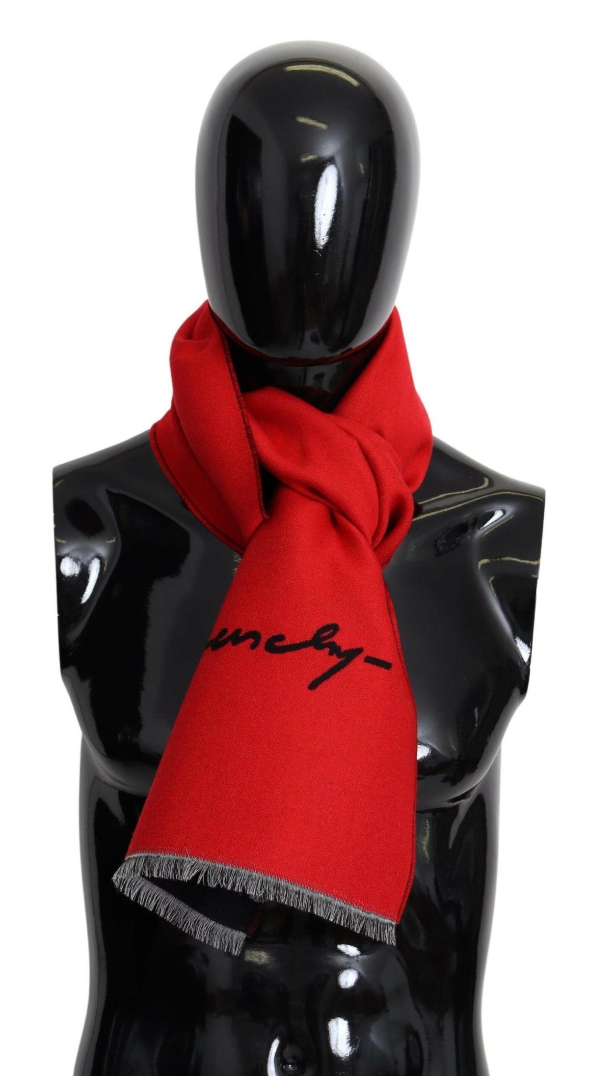 Givenchy Red Black Wool Unisex Winter Warm Scarf Wrap Shawl -   -  Givenchy.