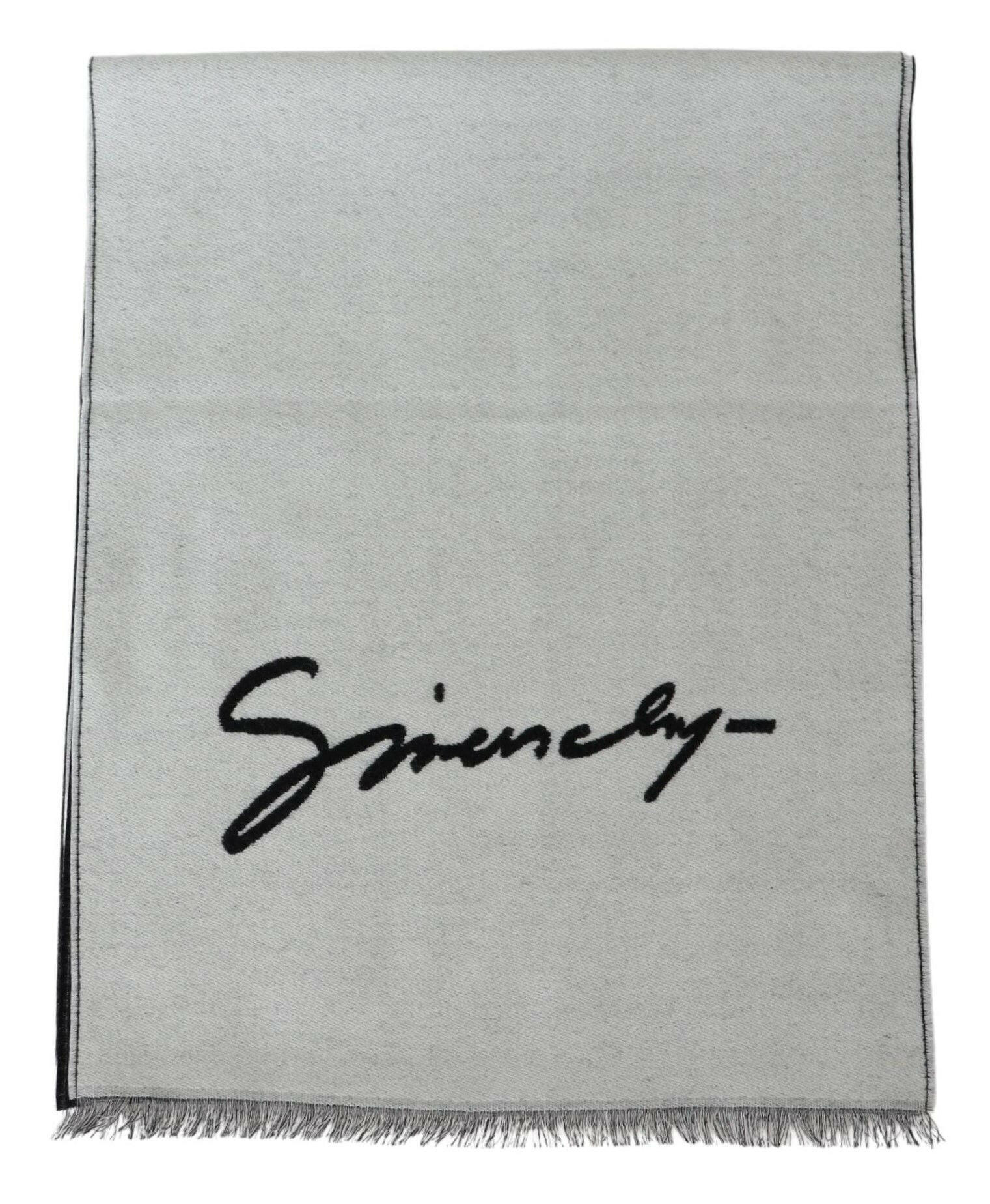 Givenchy Black White Wool Unisex Winter Warm Scarf Wrap Shawl -   -  Givenchy.
