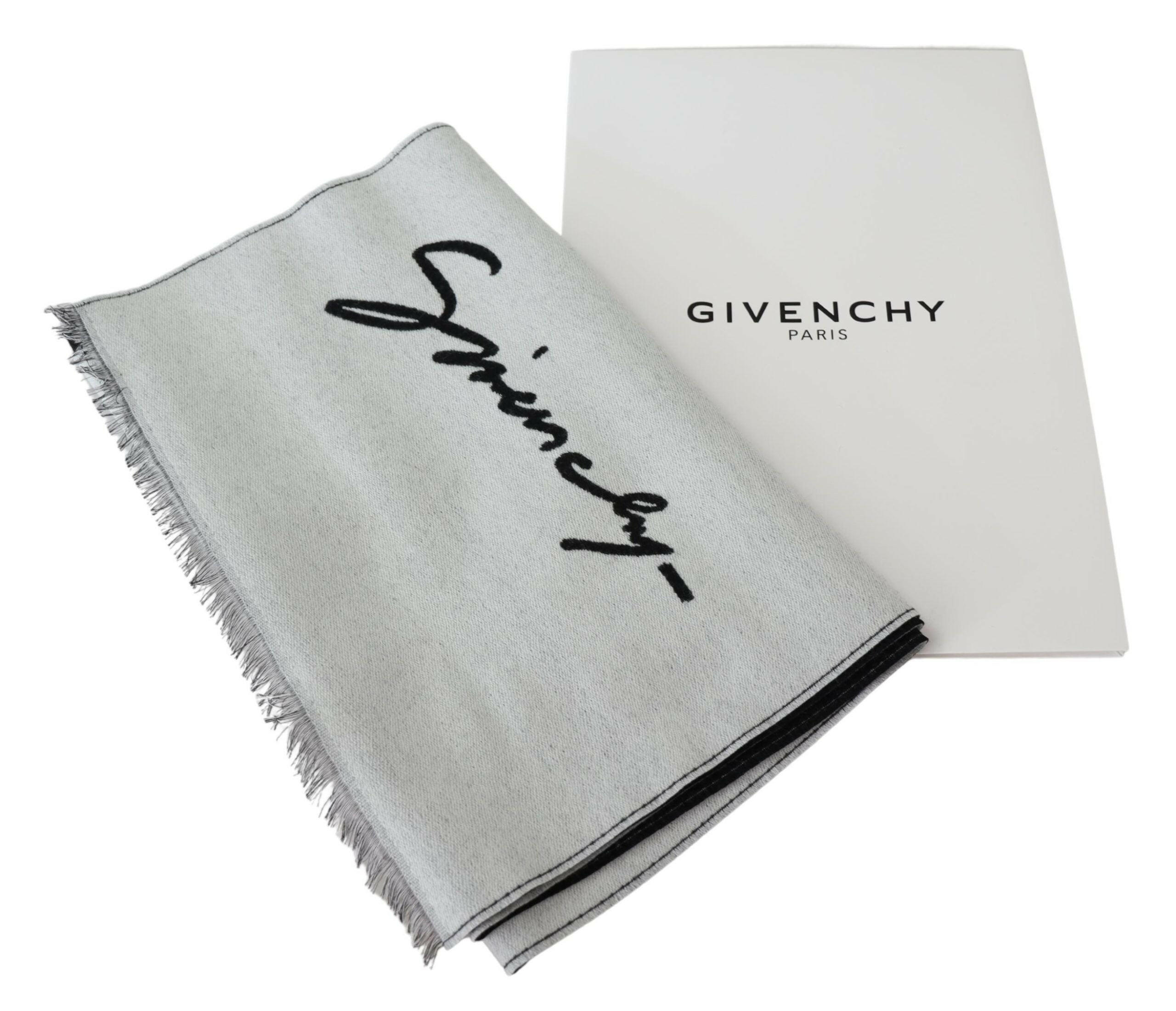 Givenchy Black White Wool Unisex Winter Warm Scarf Wrap Shawl -   -  Givenchy.