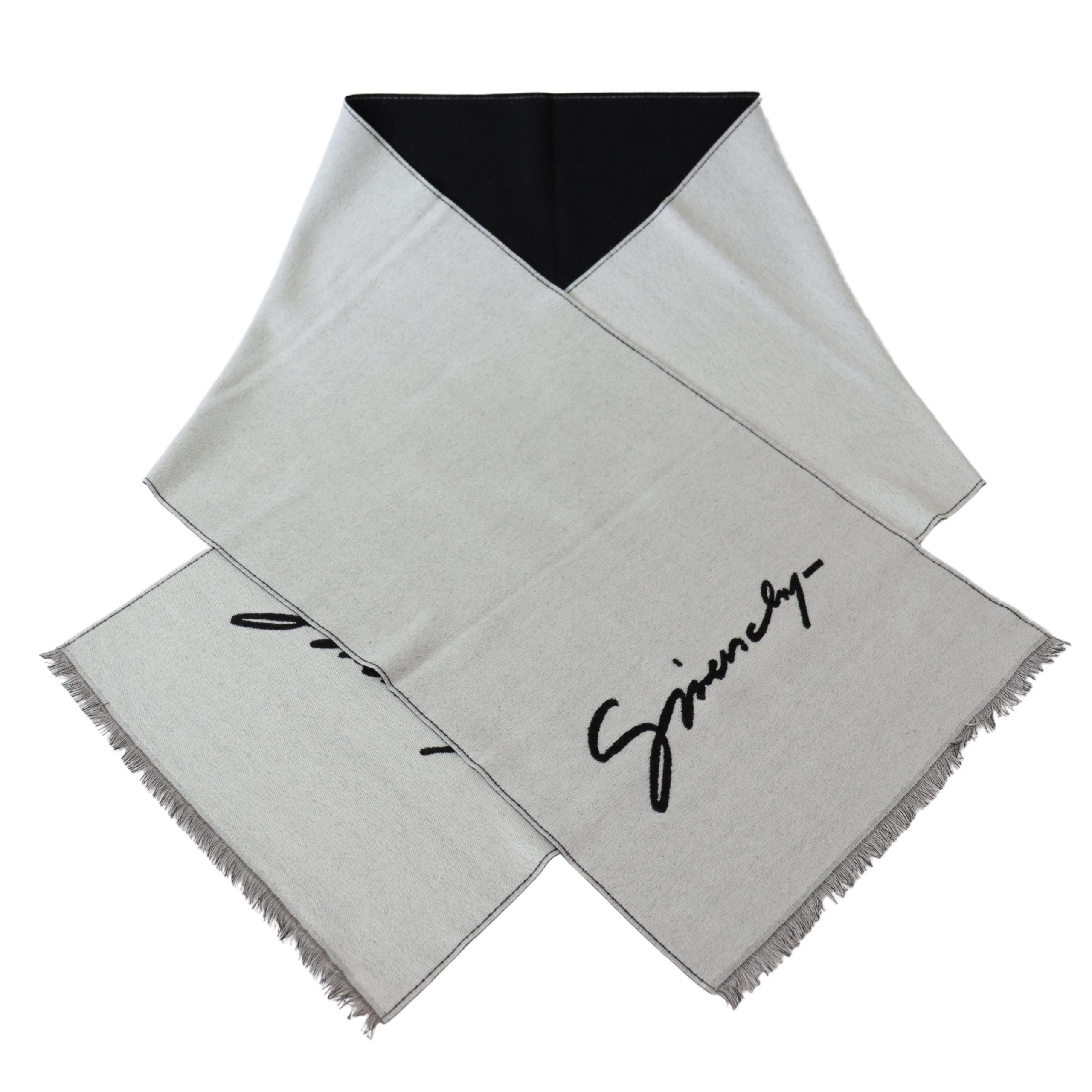 Givenchy Black White Wool Unisex Winter Warm Scarf Wrap Shawl -   -  Givenchy.
