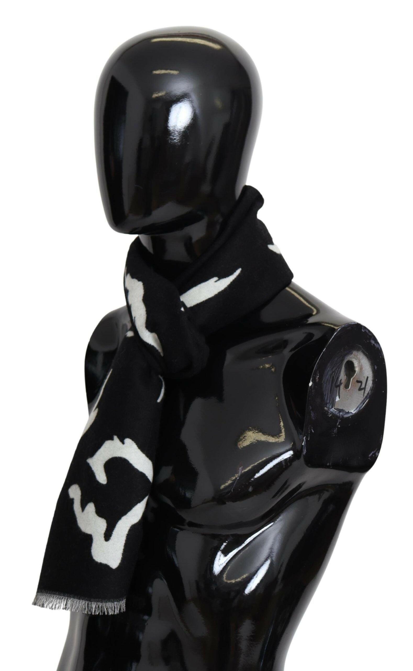 Givenchy Black White Wool Unisex Winter Warm Scarf Wrap Shawl -   -  Givenchy.