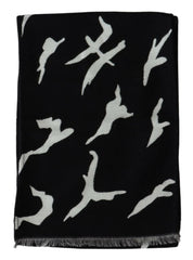 Givenchy Black White Wool Unisex Winter Warm Scarf Wrap Shawl -   -  Givenchy.