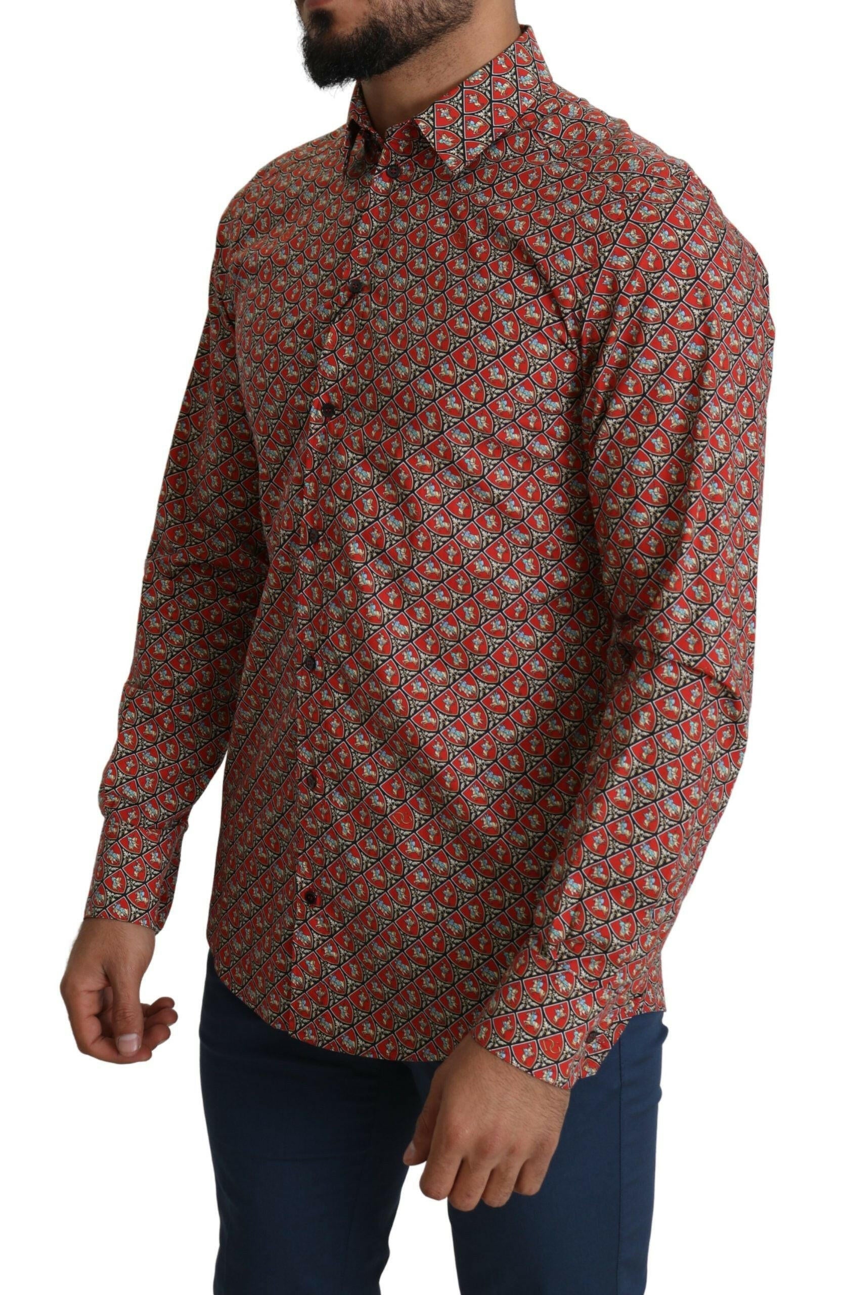 Dolce & Gabbana Red Printed Knight Formal Dress MARTINI Shirt -   -  Dolce & Gabbana.