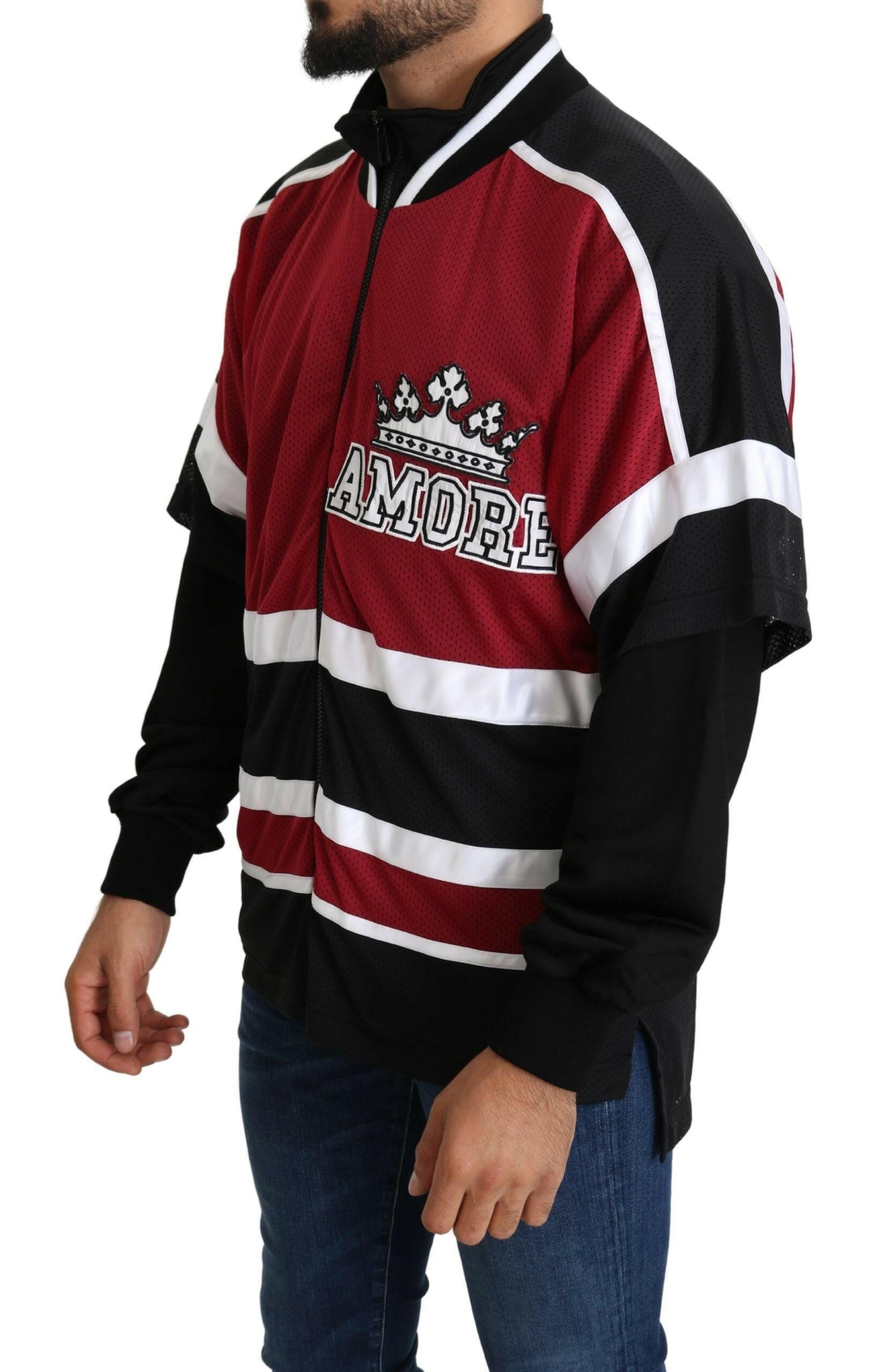 Dolce & Gabbana Red Black AMORE Sport Full Zipper Sweater -   -  Dolce & Gabbana.