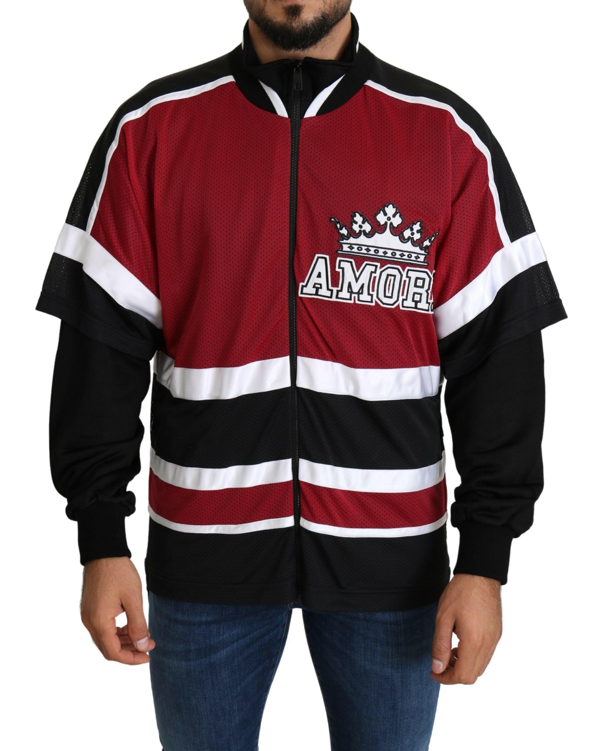 Dolce & Gabbana Red Black AMORE Sport Full Zipper Sweater -   -  Dolce & Gabbana.