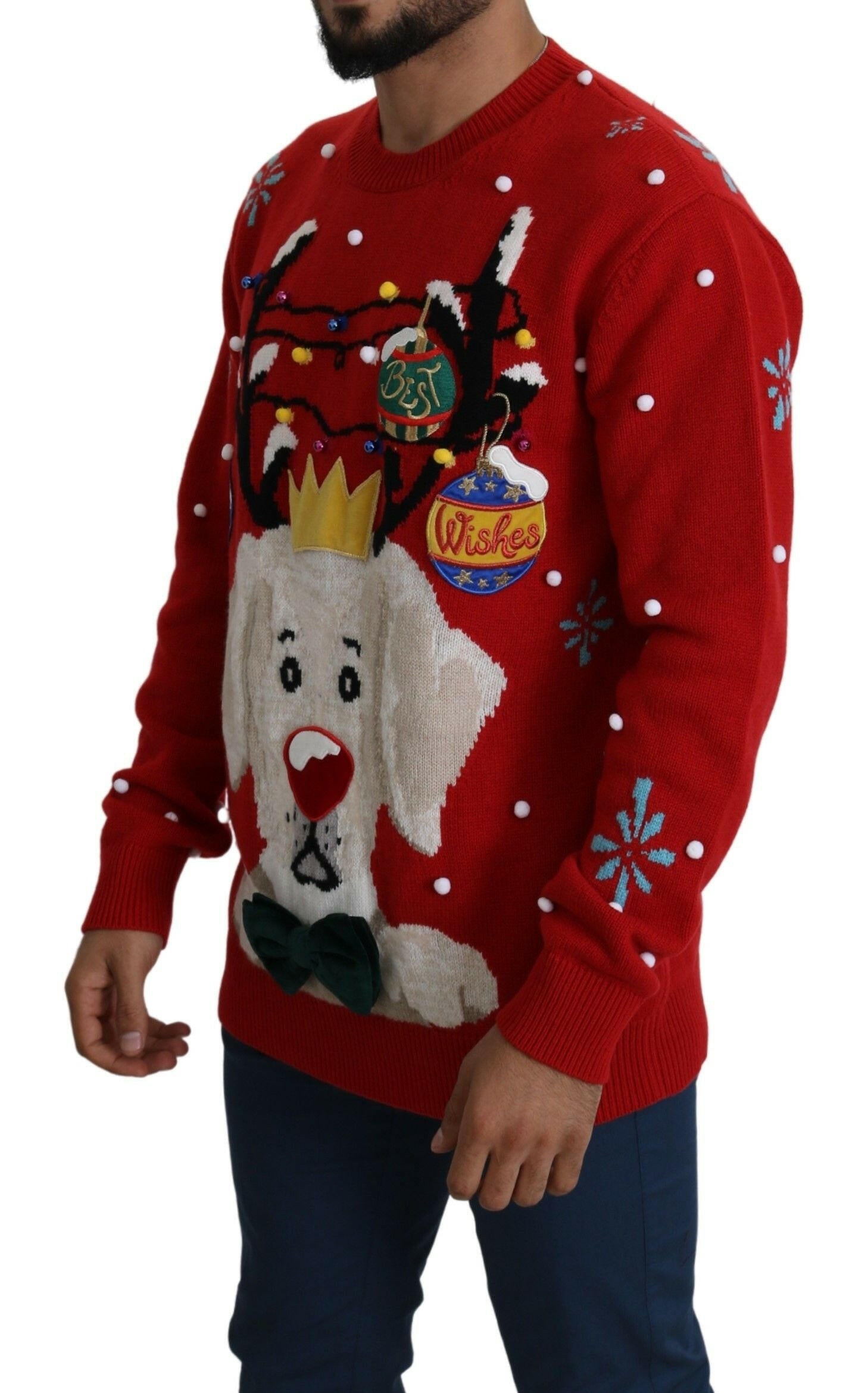 Dolce & Gabbana Red Christmas Dog Pullover Cashmere Sweater -   -  Dolce & Gabbana.
