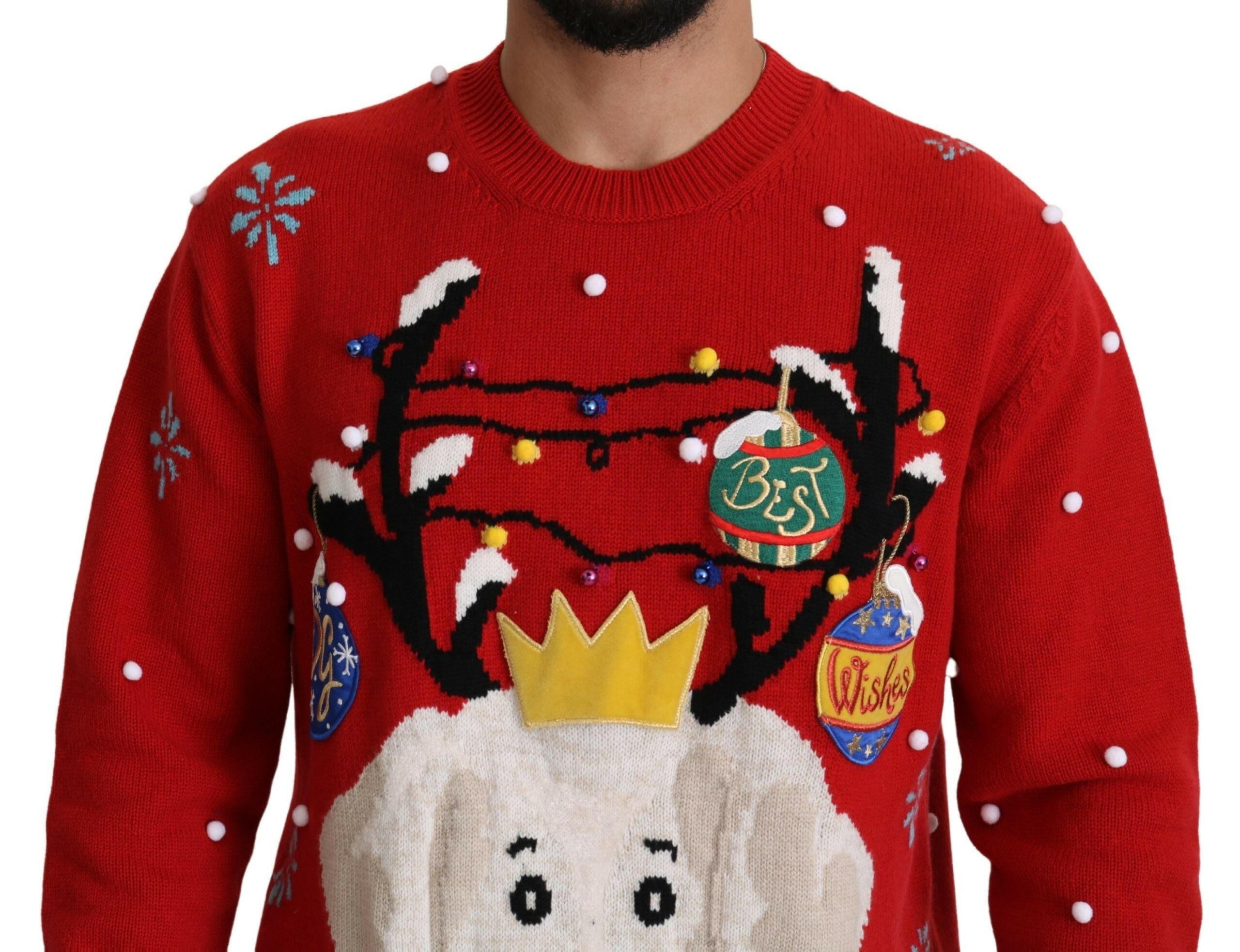 Dolce & Gabbana Red Christmas Dog Pullover Cashmere Sweater -   -  Dolce & Gabbana.