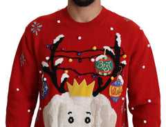 Dolce & Gabbana Red Christmas Dog Pullover Cashmere Sweater -   -  Dolce & Gabbana.