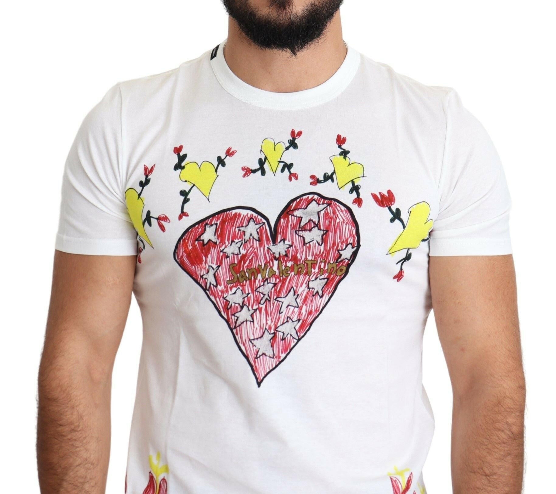 Dolce & Gabbana White Saint Valentine Print Cotton Men T-shirt -   -  Dolce & Gabbana.