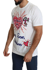 Dolce & Gabbana White Saint Valentine Hearts Print Men  T-shirt -   -  Dolce & Gabbana.