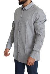 Dolce & Gabbana Black White Checkered GOLD Dress Cotton Shirt -   -  Dolce & Gabbana.