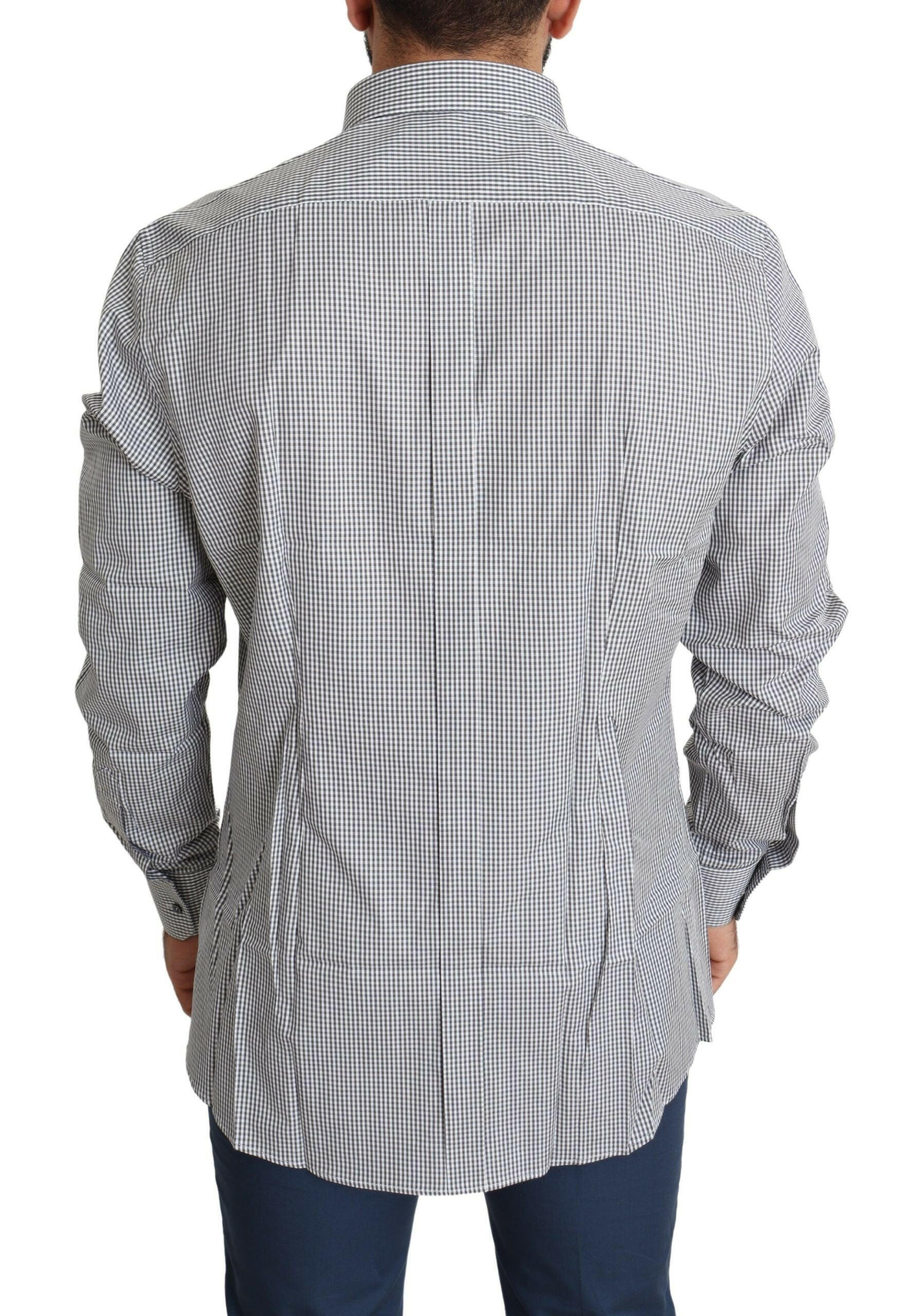 Dolce & Gabbana Black White Checkered GOLD Dress Cotton Shirt -   -  Dolce & Gabbana.