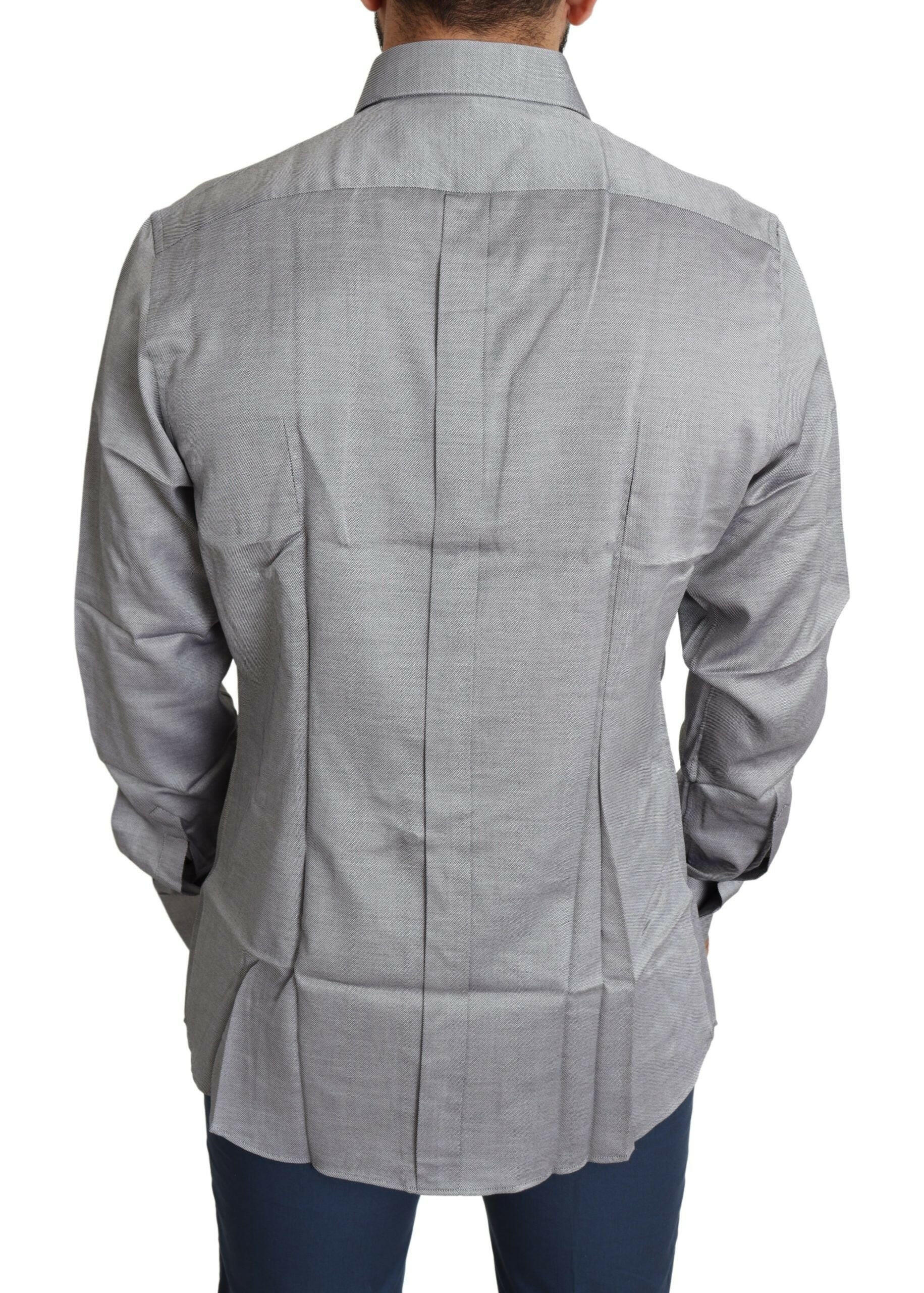 Dolce & Gabbana Gray Cotton Men Formal GOLD Dress Shirt -   -  Dolce & Gabbana.
