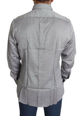 Dolce & Gabbana Gray Cotton Men Formal GOLD Dress Shirt -   -  Dolce & Gabbana.