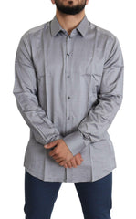 Dolce & Gabbana Gray Cotton Men Formal GOLD Dress Shirt -   -  Dolce & Gabbana.