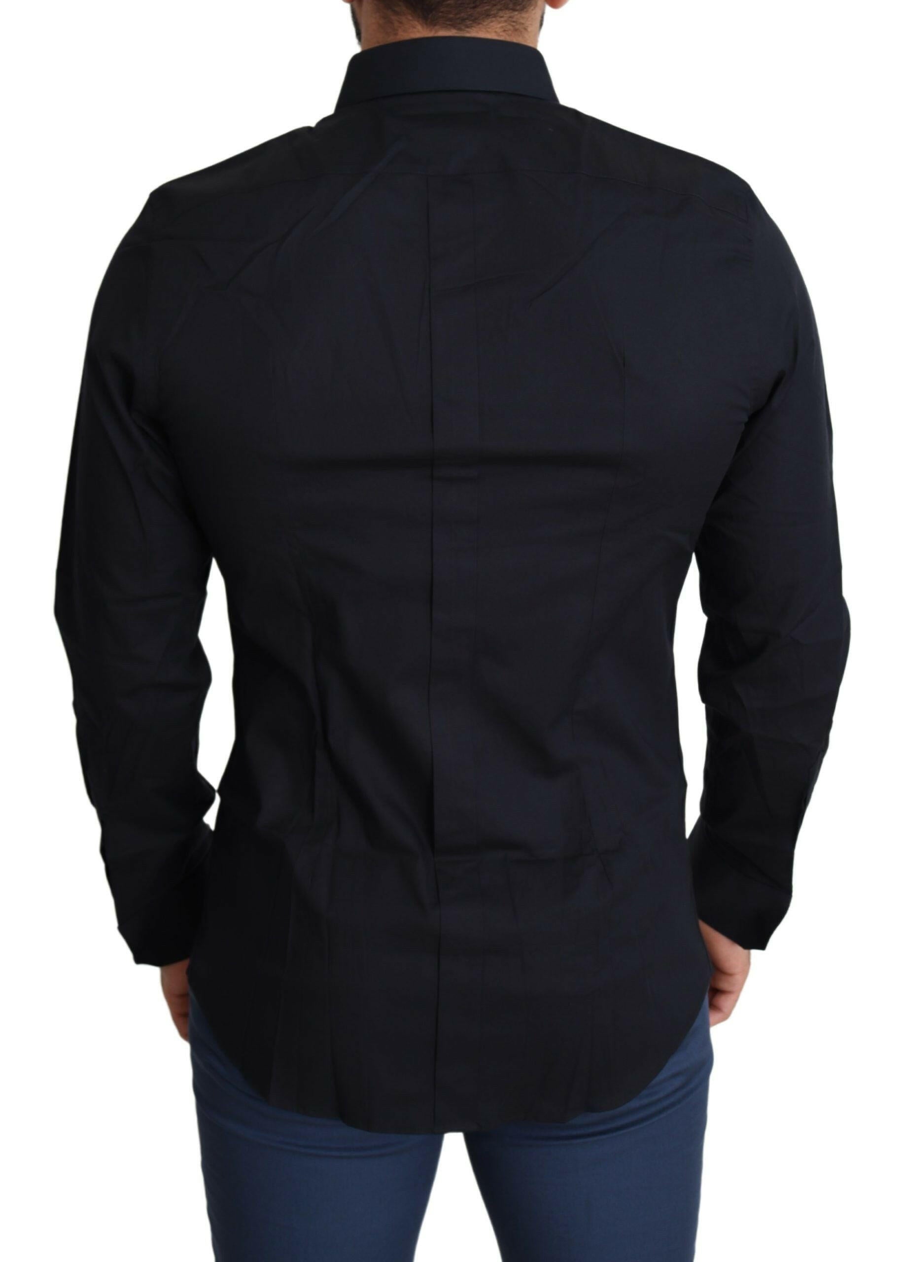 Dolce & Gabbana Blue Cotton Formal GOLD Dress Shirt -   -  Dolce & Gabbana.
