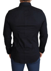 Dolce & Gabbana Blue Cotton Formal GOLD Dress Shirt -   -  Dolce & Gabbana.
