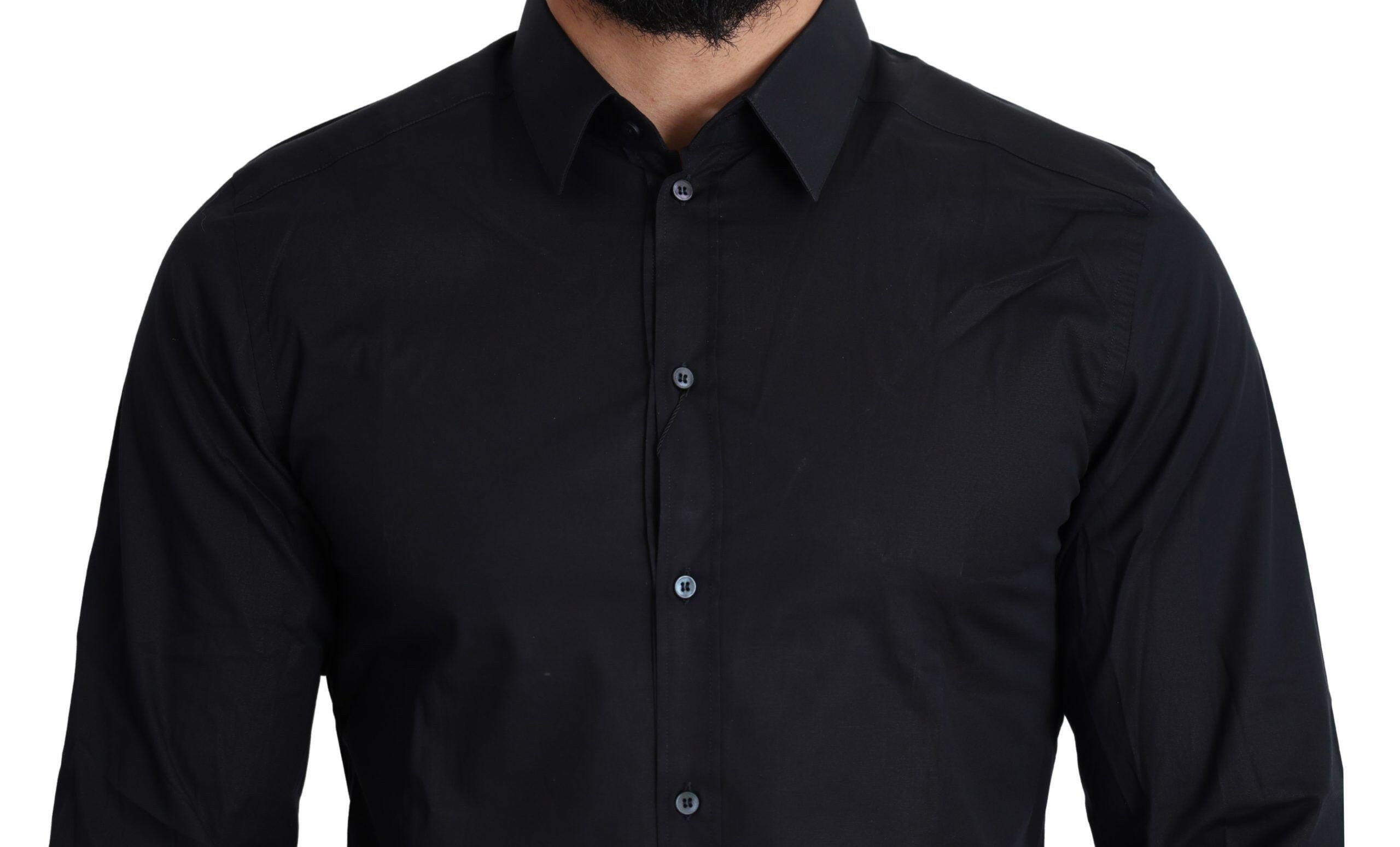 Dolce & Gabbana Blue Cotton Formal GOLD Dress Shirt -   -  Dolce & Gabbana.