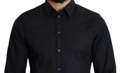 Dolce & Gabbana Blue Cotton Formal GOLD Dress Shirt -   -  Dolce & Gabbana.