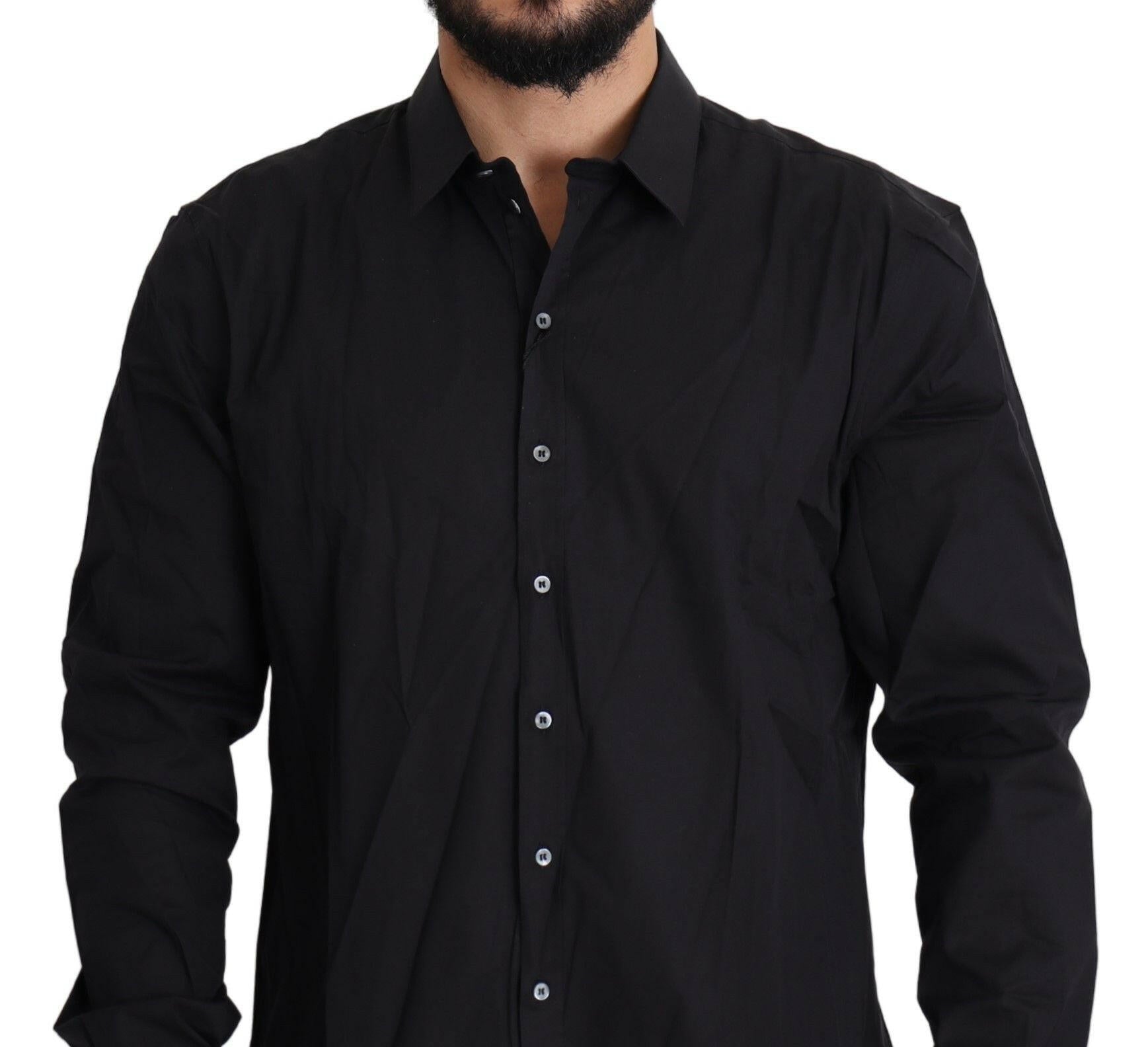 Dolce & Gabbana Black Cotton Stretch Dress SICILIA Shirt -   -  Dolce & Gabbana.