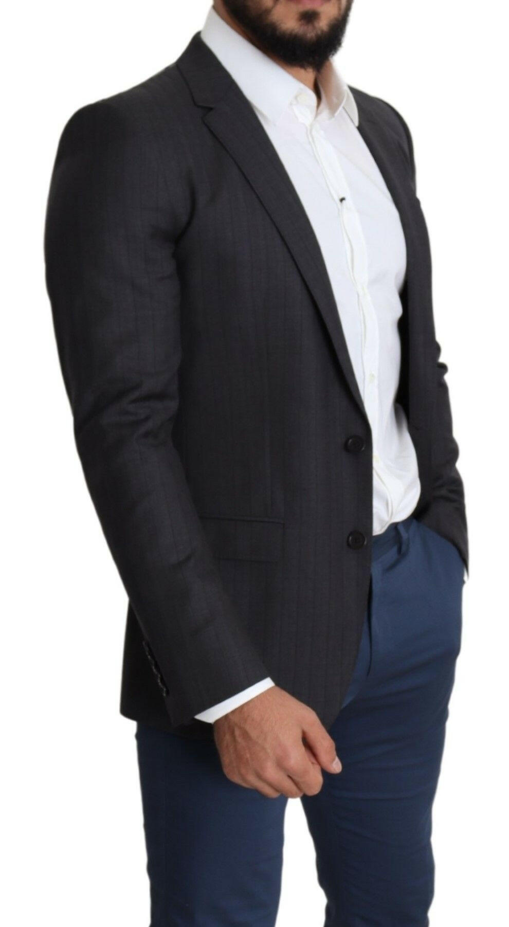 Dolce & Gabbana Black Wool Single Breasted Coat MARTINI Blazer -   -  Dolce & Gabbana.