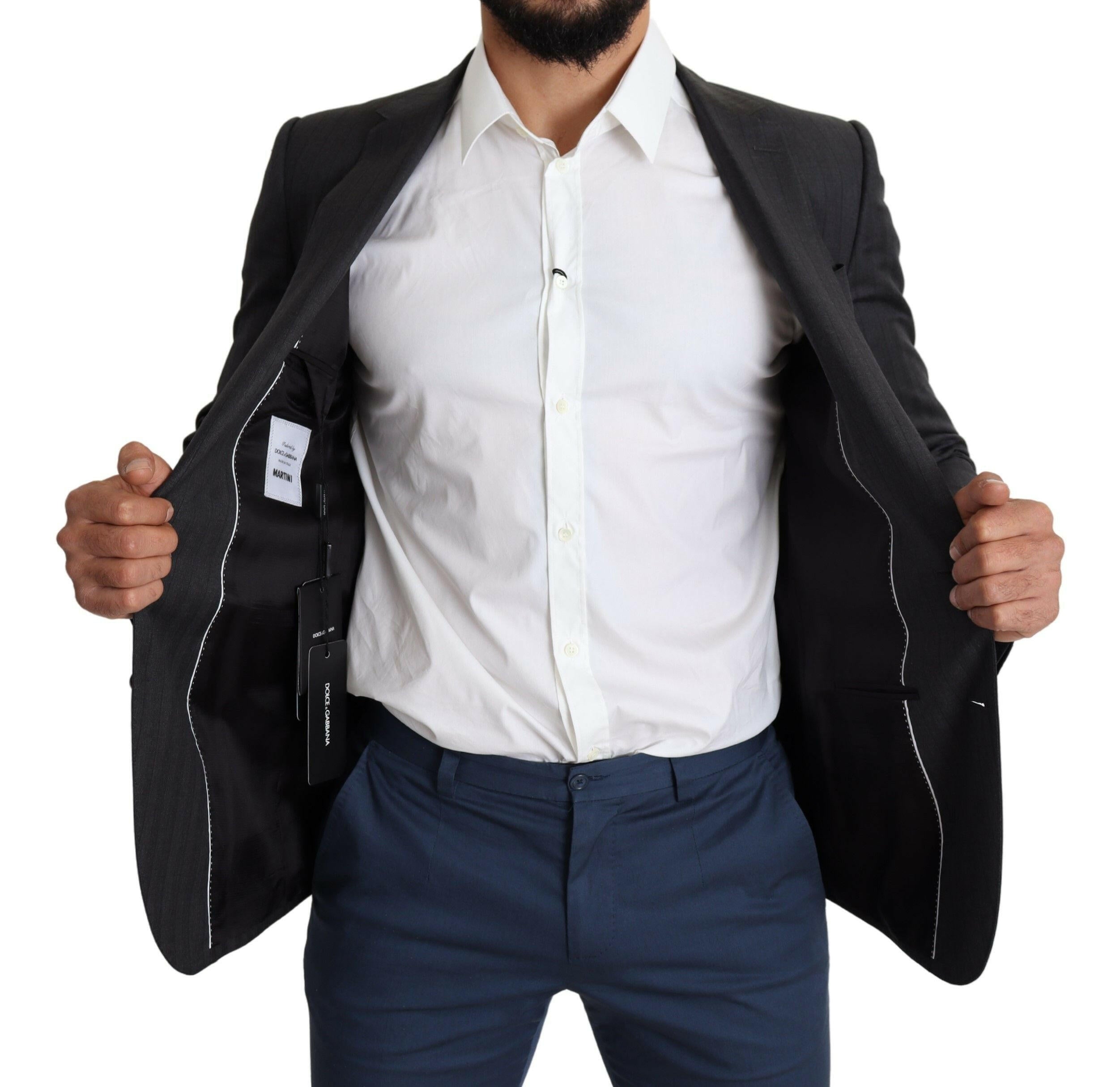 Dolce & Gabbana Black Wool Single Breasted Coat MARTINI Blazer -   -  Dolce & Gabbana.