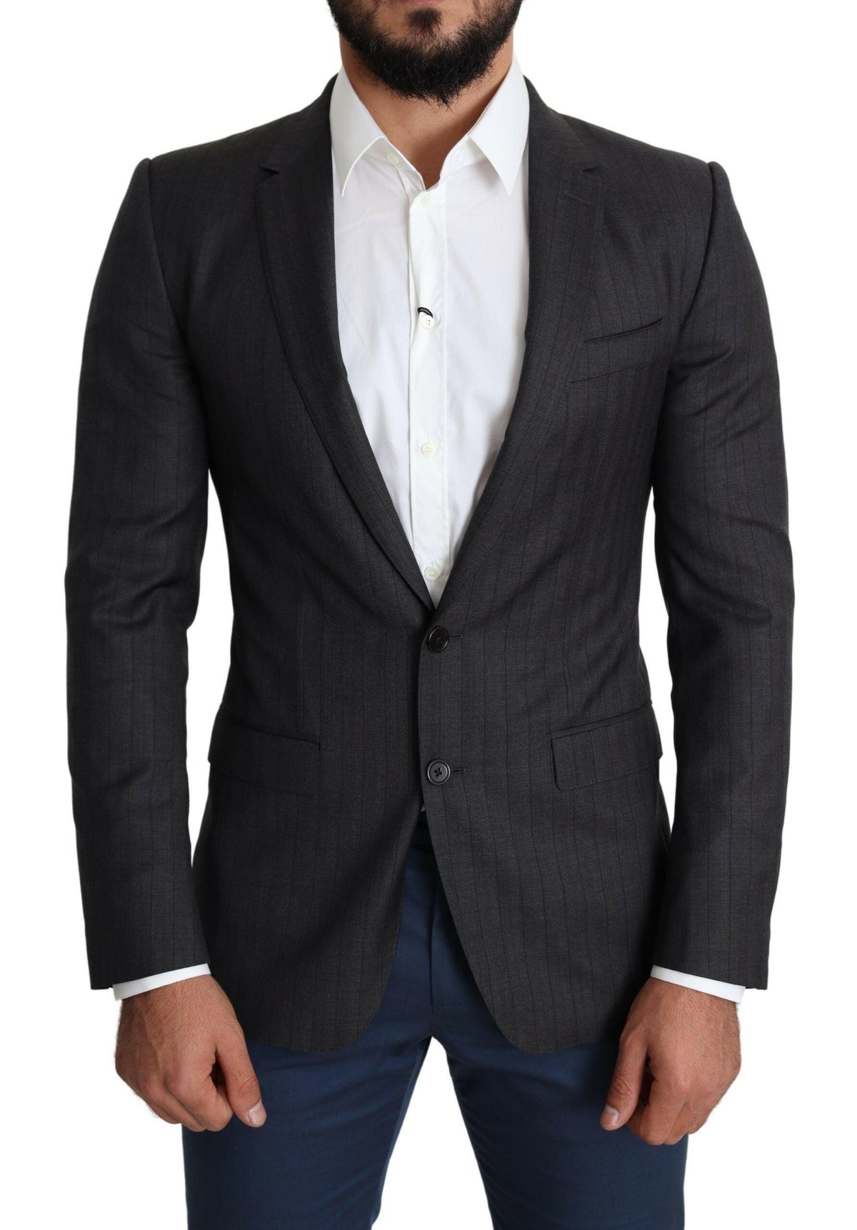 Dolce & Gabbana Black Wool Single Breasted Coat MARTINI Blazer -   -  Dolce & Gabbana.