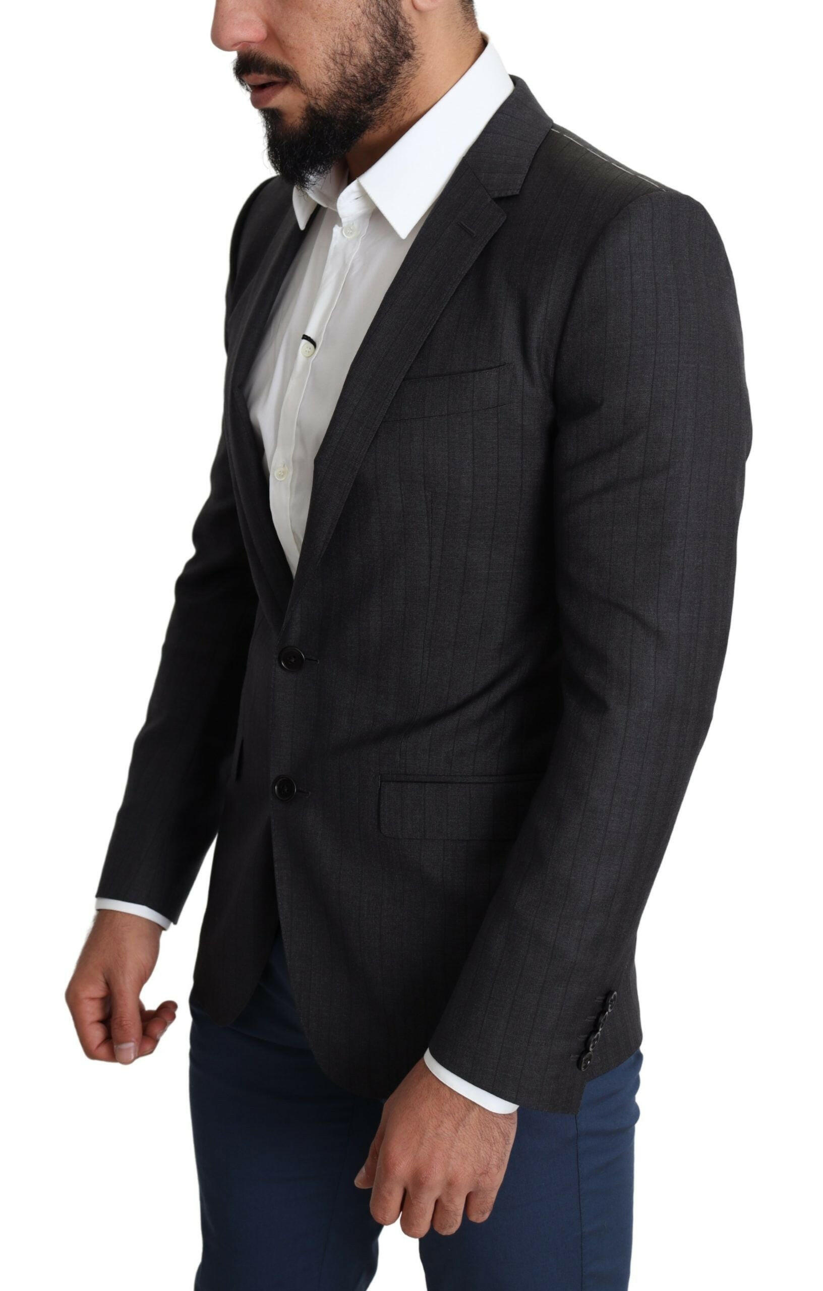 Dolce & Gabbana Black Wool Single Breasted Coat MARTINI Blazer -   -  Dolce & Gabbana.