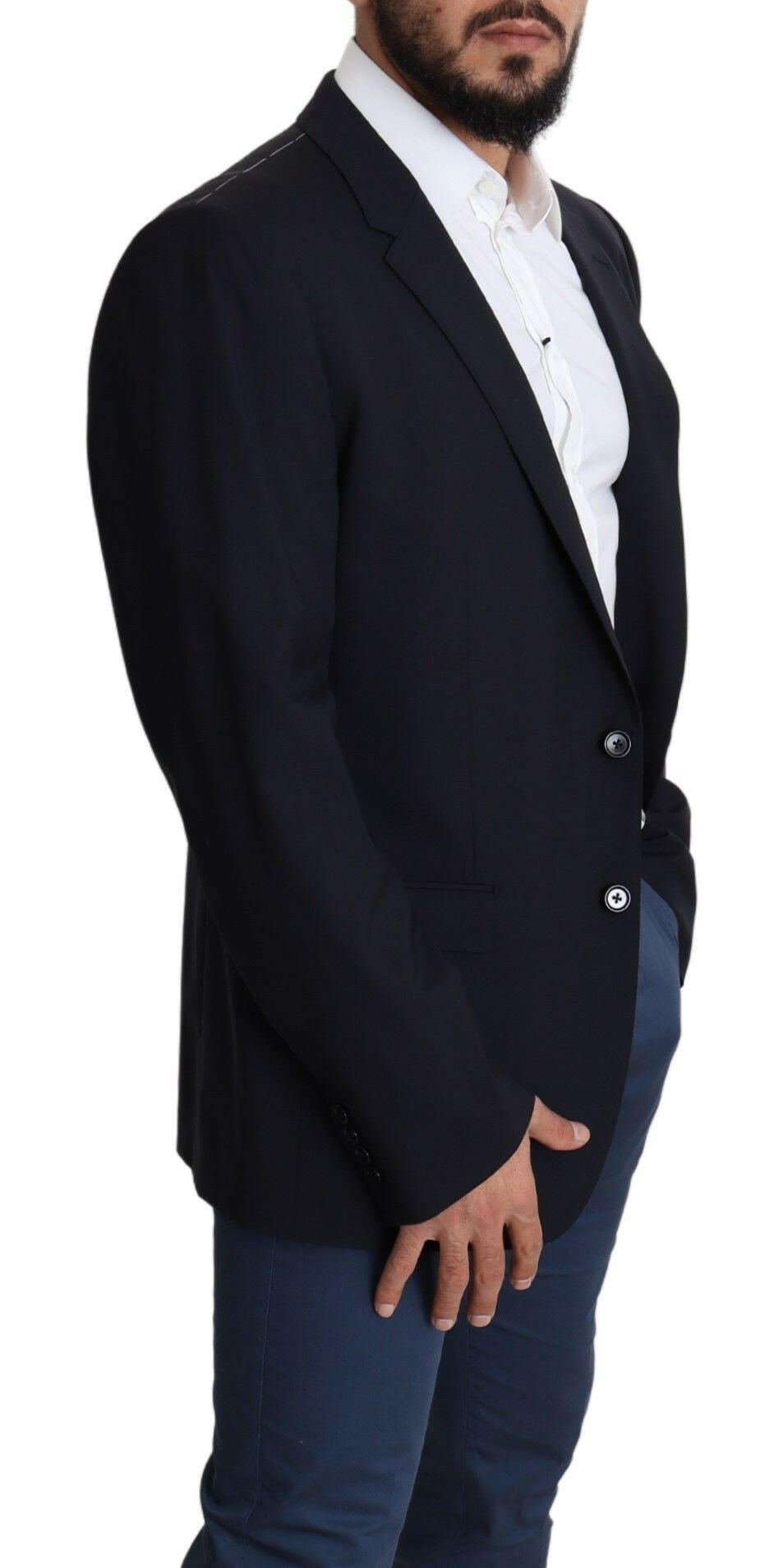 Dolce & Gabbana Black Wool Stretch Men Coat MARTINI Blazer -   -  Dolce & Gabbana.