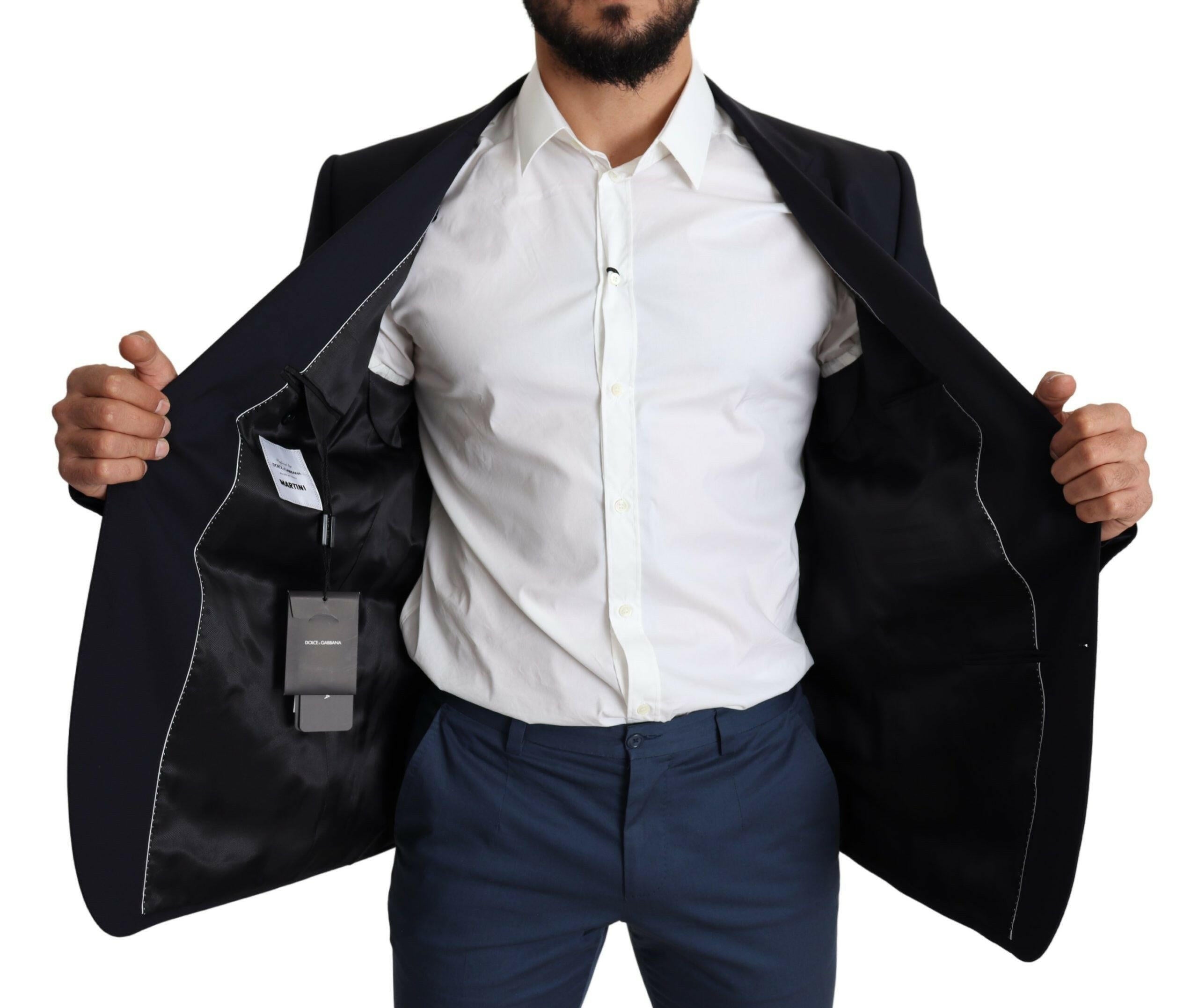 Dolce & Gabbana Black Wool Stretch Men Coat MARTINI Blazer -   -  Dolce & Gabbana.