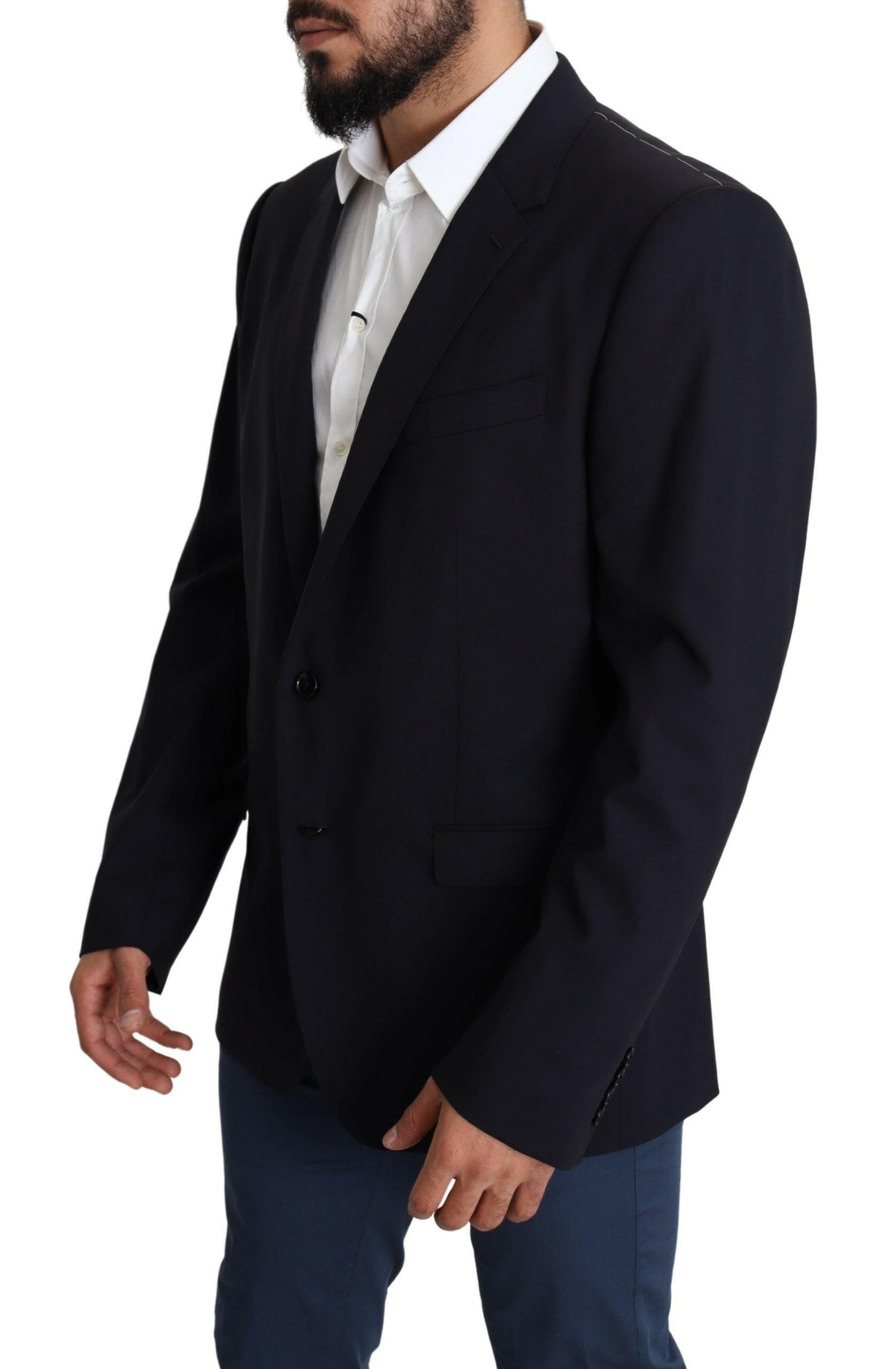 Dolce & Gabbana Black Wool Stretch Men Coat MARTINI Blazer -   -  Dolce & Gabbana.