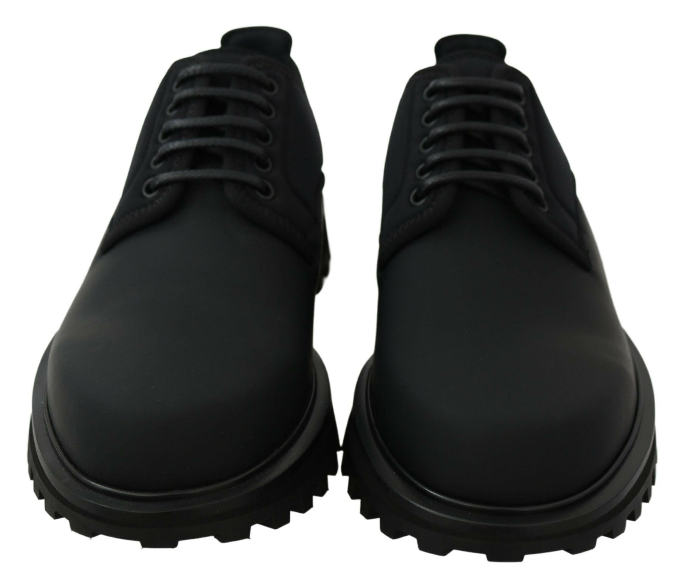 Dolce & Gabbana Black Rubberized Calfskin Chunky Derby Vulcano Shoes -   -  Dolce & Gabbana.