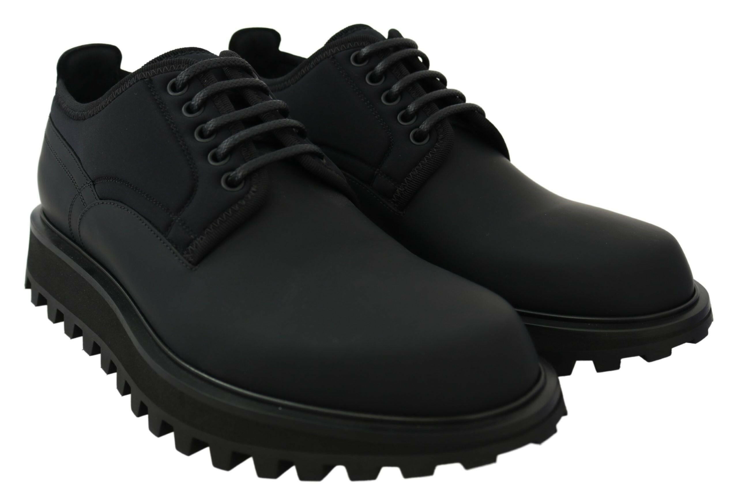 Dolce & Gabbana Black Rubberized Calfskin Chunky Derby Vulcano Shoes -   -  Dolce & Gabbana.