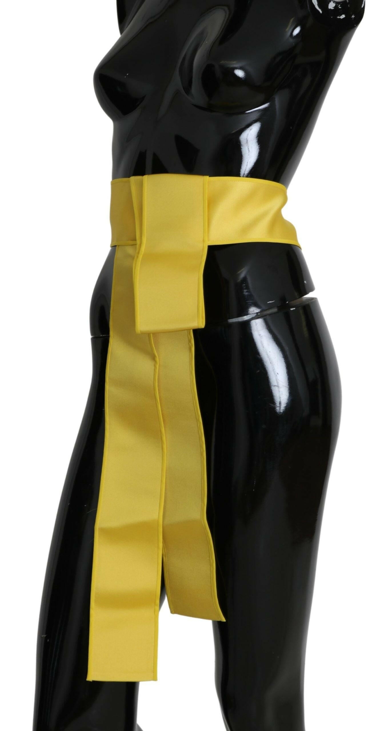 Dolce & Gabbana Yellow Wide Snap Button Closure Silk Belt -   -  Dolce & Gabbana.