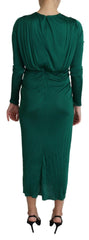 Dolce & Gabbana Green Fitted Silhouette Midi Viscose Dress -   -  Dolce & Gabbana.