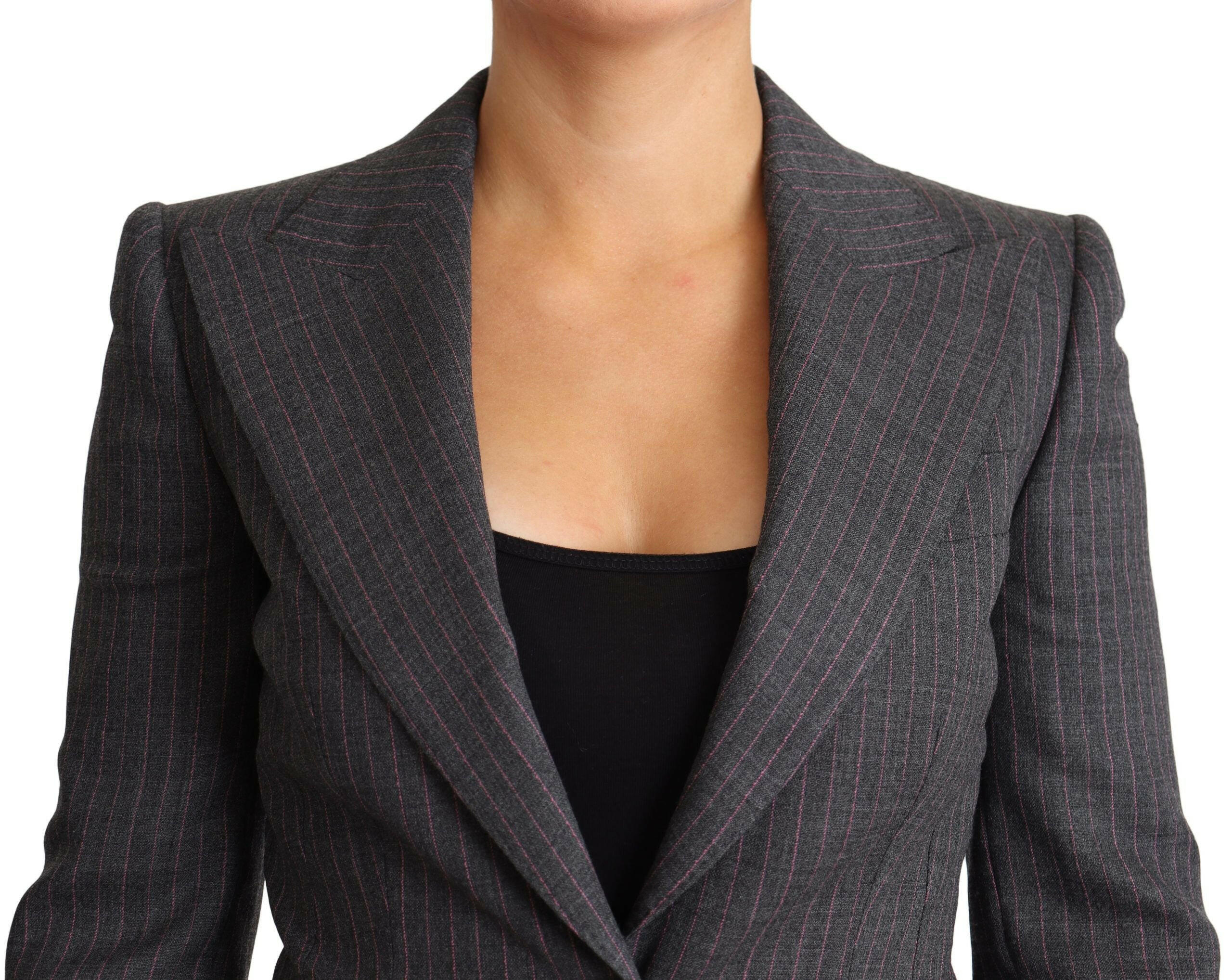 Dolce & Gabbana Gray Single Breasted Fitted Blazer Wool Jacket -   -  Dolce & Gabbana.