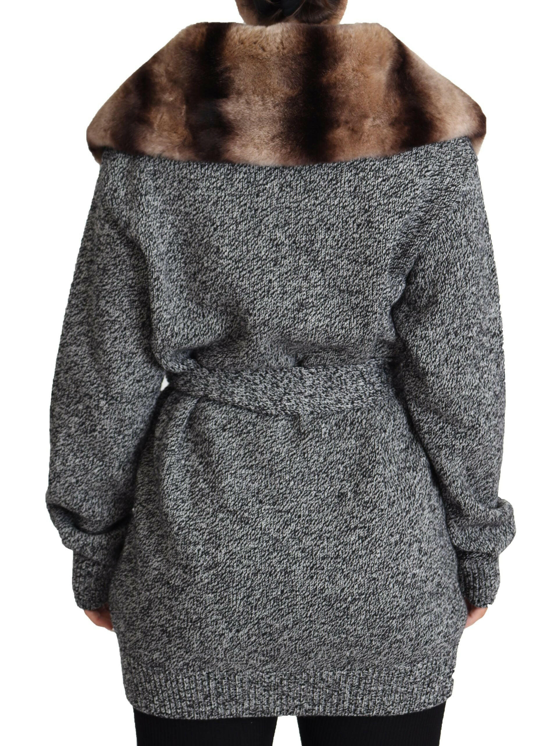 Dolce & Gabbana Gray Cardigan Fur Coat Cashmere Jacket -   -  Dolce & Gabbana.