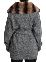 Dolce & Gabbana Gray Cardigan Fur Coat Cashmere Jacket -   -  Dolce & Gabbana.