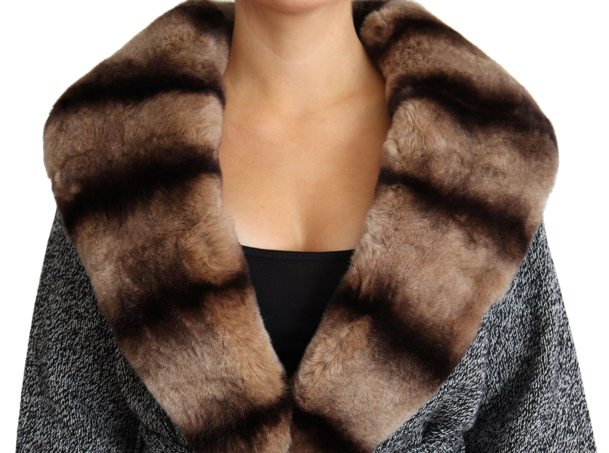 Dolce & Gabbana Gray Cardigan Fur Coat Cashmere Jacket -   -  Dolce & Gabbana.