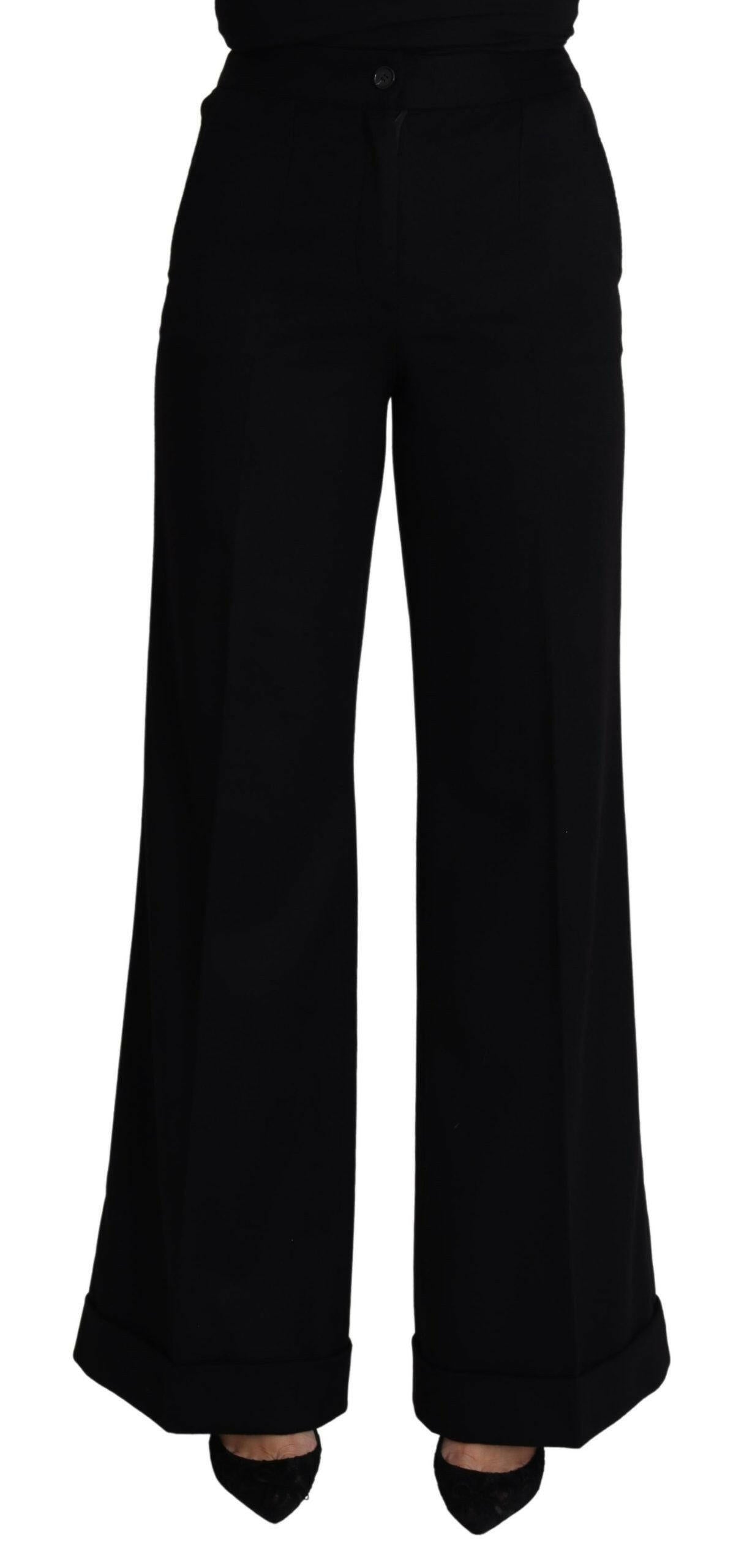 Dolce & Gabbana Black Cashmere Wide Leg Women Trouser Pants -   -  Dolce & Gabbana.