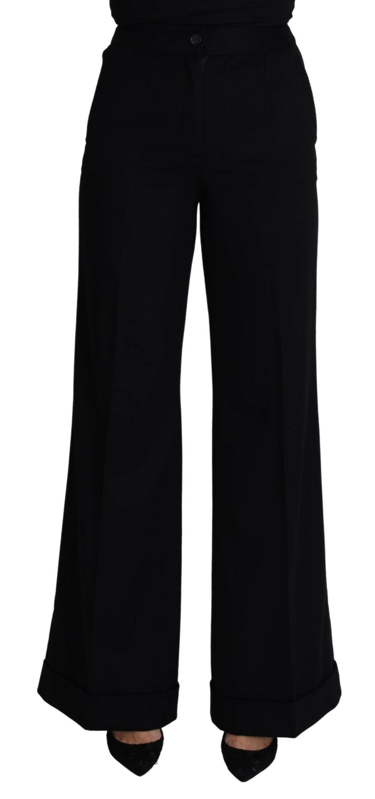 Dolce & Gabbana Black Cashmere Wide Leg Women Trouser Pants -   -  Dolce & Gabbana.