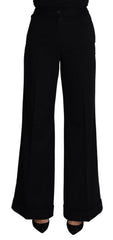 Dolce & Gabbana Black Cashmere Wide Leg Women Trouser Pants -   -  Dolce & Gabbana.
