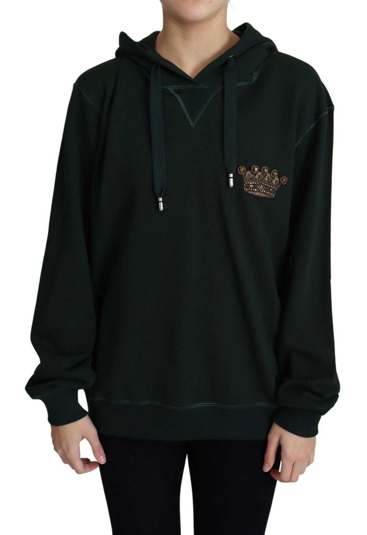Dolce & Gabbana Dark Green Crown Embroidery Hoodie -   -  Dolce & Gabbana.