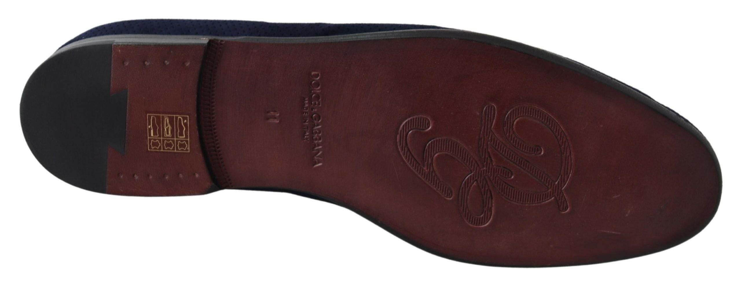 Dolce & Gabbana Blue Suede Caiman Loafers Slippers Shoes -   -  Dolce & Gabbana.